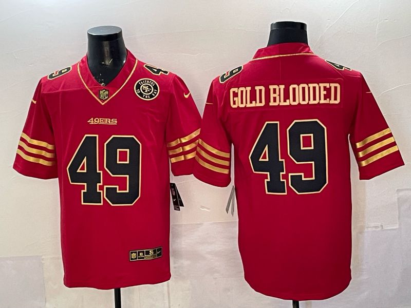 Men 2026 San Francisco 49ers #49 Gold blooded red gold Nike Limited NFL Jersey style 04